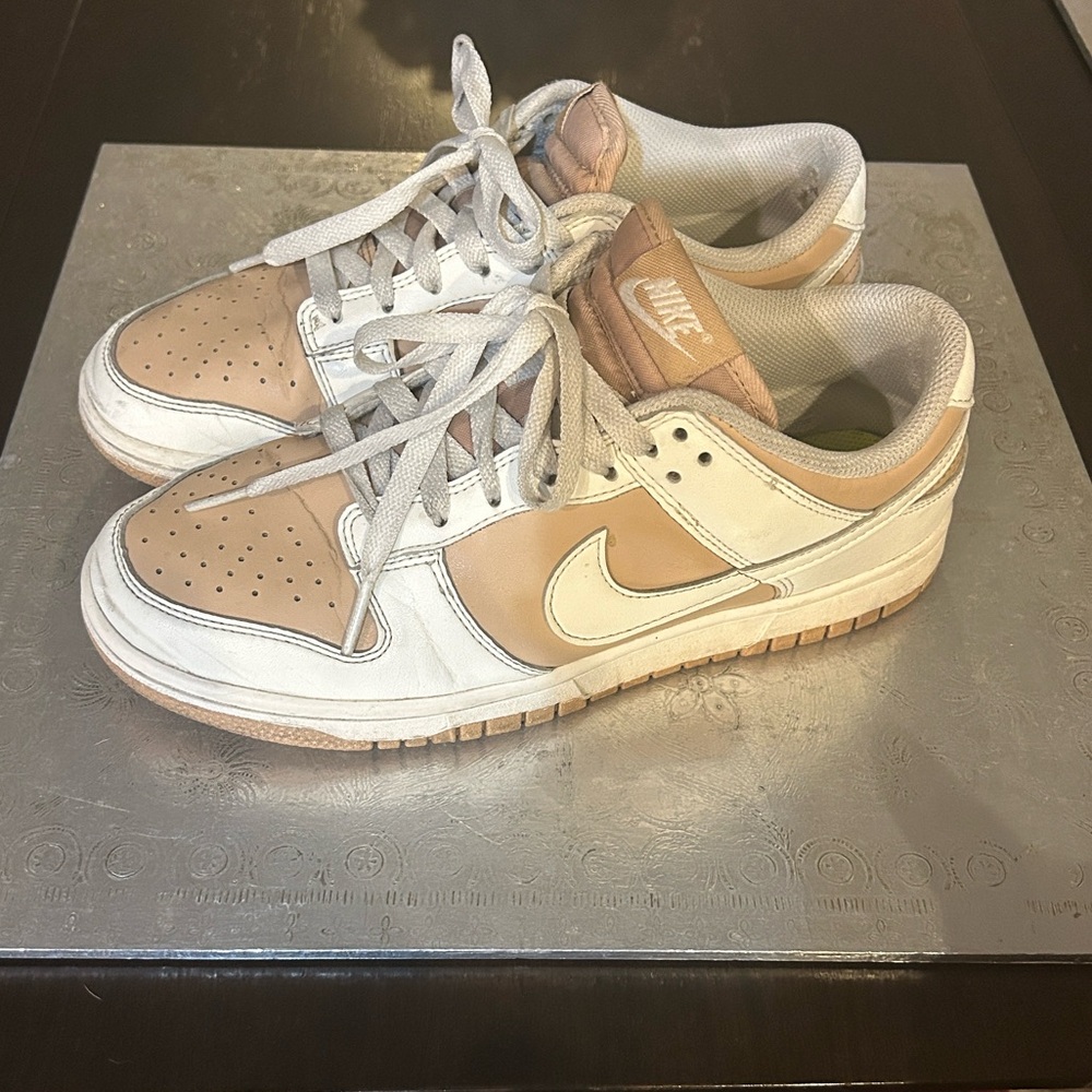 Nike Beige and White Low-Top Sneakers